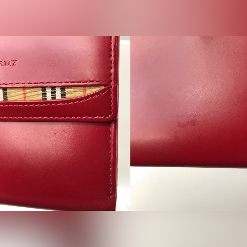 BURBERRY Red Nova Check Leather Bifold Wallet ❤️‍🔥 - Picture 16 of 17